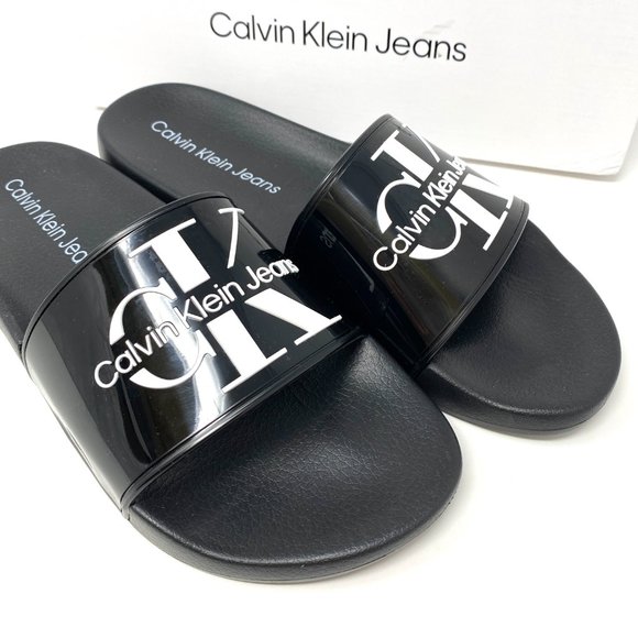 💖MEGA SALE💖 Calvin Klein Mavett Monogram Slide Sandal Black Men's Size - Picture 9 of 12